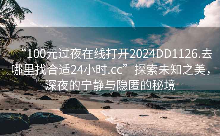 “100元過夜在線打開2024DD1126.去哪里找合適24小時.cc”探索未知之美，深夜的寧靜與隱匿的秘境