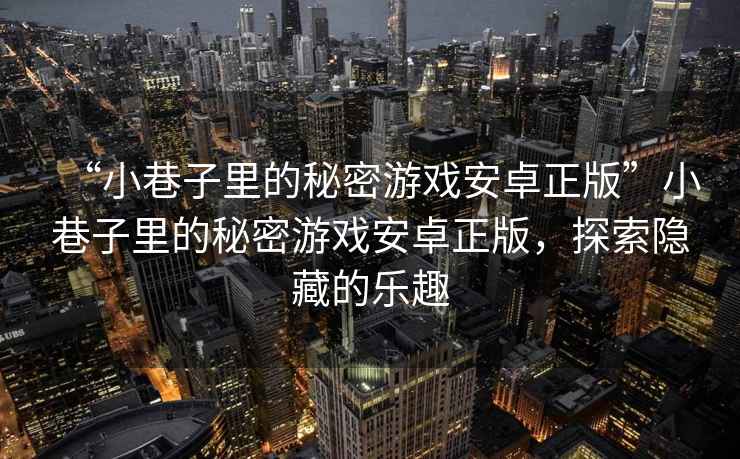 “小巷子里的秘密游戲安卓正版”小巷子里的秘密游戲安卓正版，探索隱藏的樂趣