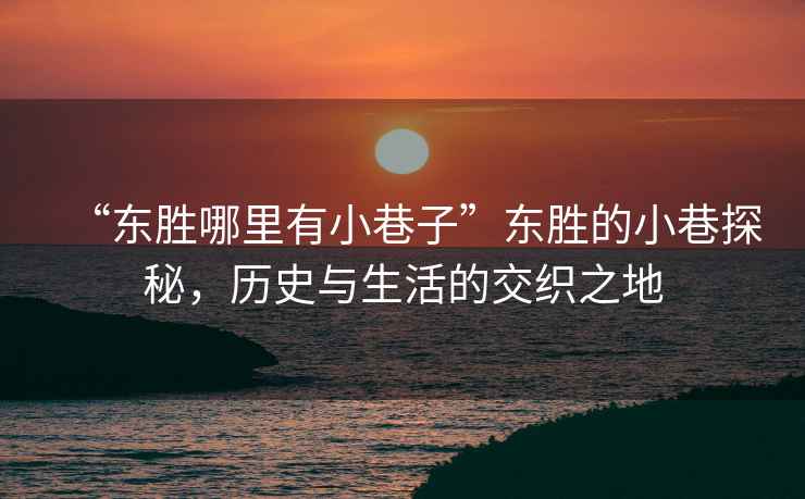 “東勝哪里有小巷子”東勝的小巷探秘，歷史與生活的交織之地