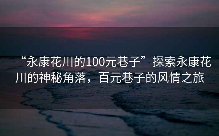 “永康花川的100元巷子”探索永康花川的神秘角落，百元巷子的風(fēng)情之旅