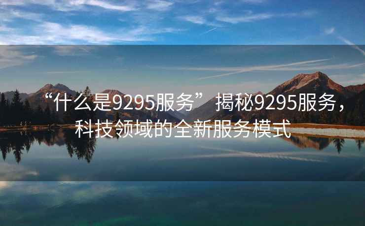 “什么是9295服務(wù)”揭秘9295服務(wù)，科技領(lǐng)域的全新服務(wù)模式