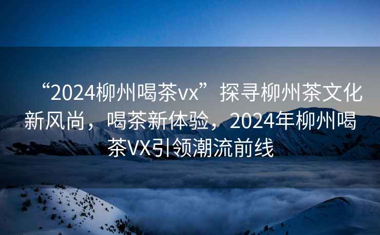 “2024柳州喝茶vx”探尋柳州茶文化新風尚，喝茶新體驗，2024年柳州喝茶VX引領潮流前線