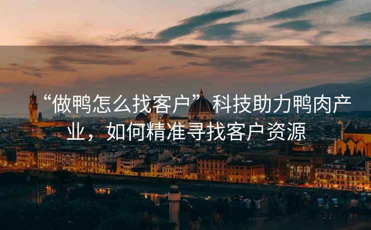 “做鴨怎么找客戶”科技助力鴨肉產(chǎn)業(yè)，如何精準(zhǔn)尋找客戶資源