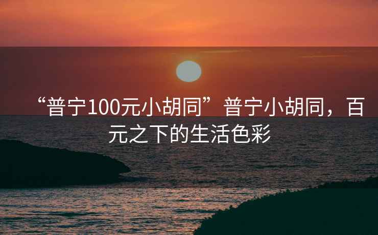 “普寧100元小胡同”普寧小胡同，百元之下的生活色彩