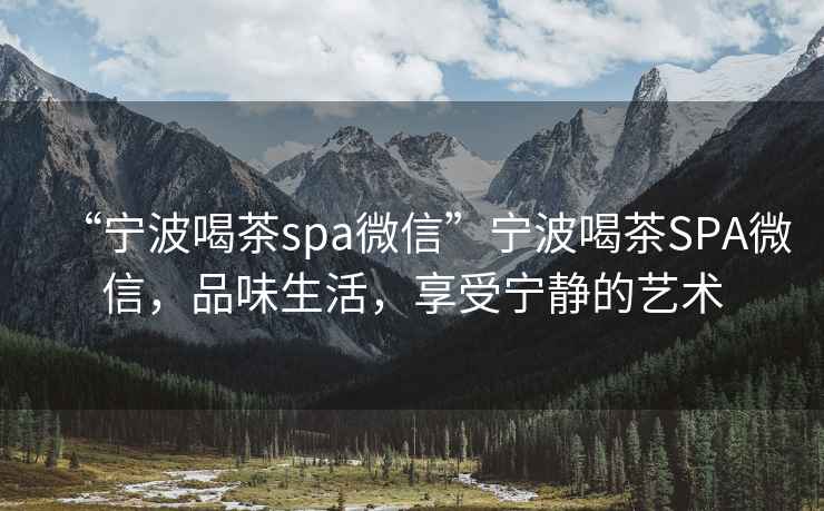 “寧波喝茶spa微信”寧波喝茶SPA微信，品味生活，享受寧靜的藝術(shù)