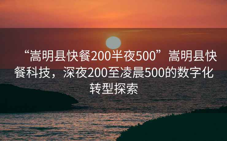 “嵩明縣快餐200半夜500”嵩明縣快餐科技，深夜200至凌晨500的數(shù)字化轉(zhuǎn)型探索