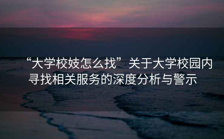 “大學校妓怎么找”關于大學校園內尋找相關服務的深度分析與警示