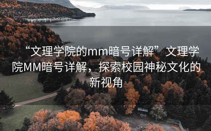 “文理學(xué)院的mm暗號詳解”文理學(xué)院MM暗號詳解，探索校園神秘文化的新視角