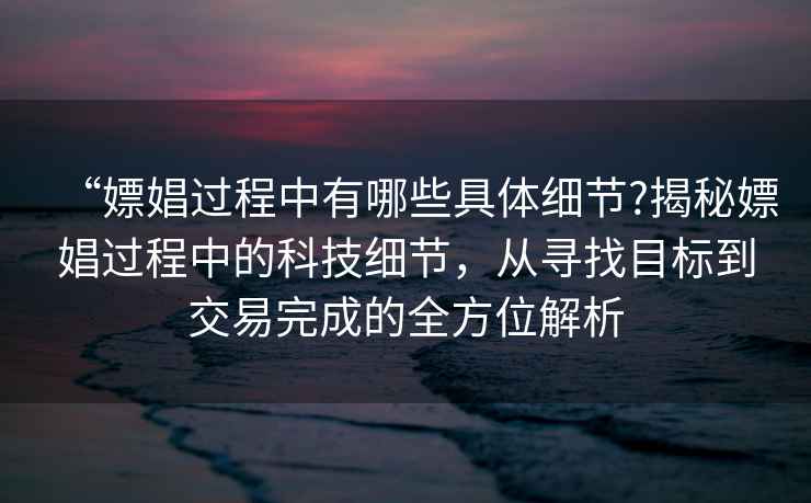 “嫖娼過程中有哪些具體細節(jié)?揭秘嫖娼過程中的科技細節(jié)，從尋找目標到交易完成的全方位解析