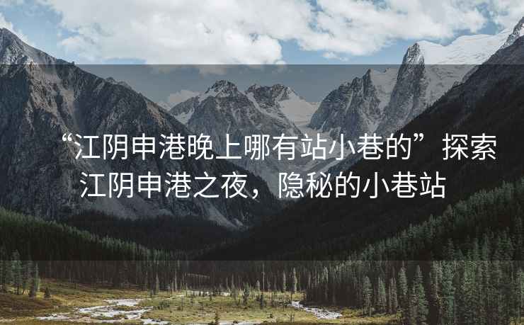“江陰申港晚上哪有站小巷的”探索江陰申港之夜，隱秘的小巷站