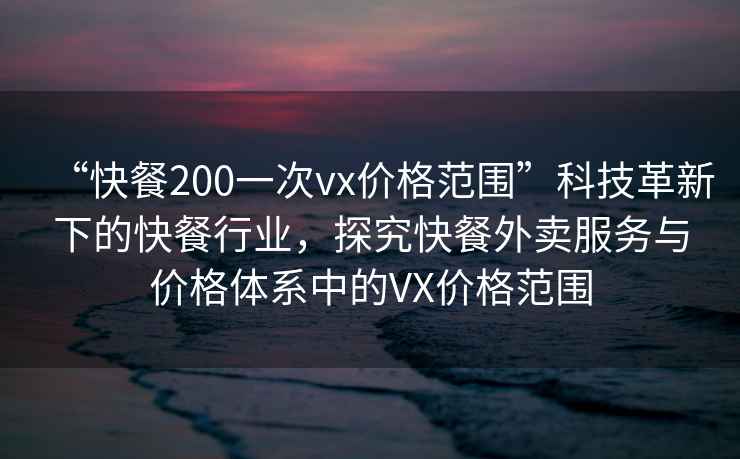 “快餐200一次vx價格范圍”科技革新下的快餐行業(yè)，探究快餐外賣服務與價格體系中的VX價格范圍