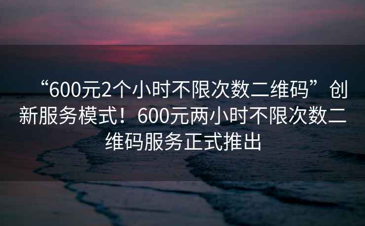 “600元2個(gè)小時(shí)不限次數(shù)二維碼”創(chuàng)新服務(wù)模式！600元兩小時(shí)不限次數(shù)二維碼服務(wù)正式推出