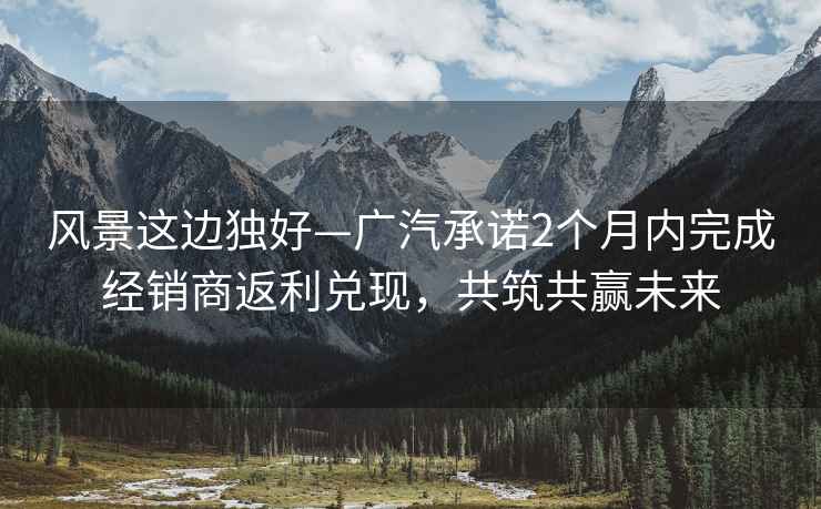 風(fēng)景這邊獨(dú)好—廣汽承諾2個(gè)月內(nèi)完成經(jīng)銷商返利兌現(xiàn)，共筑共贏未來