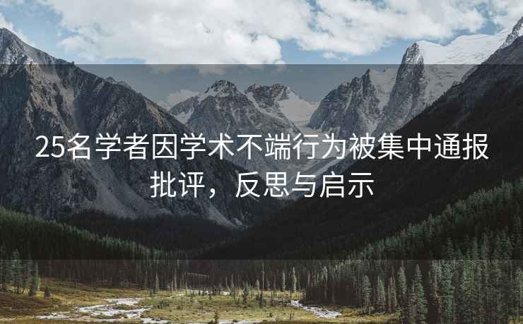 25名學(xué)者因?qū)W術(shù)不端行為被集中通報(bào)批評(píng)，反思與啟示