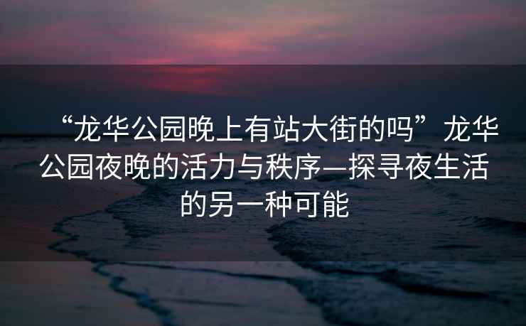 “龍華公園晚上有站大街的嗎”龍華公園夜晚的活力與秩序—探尋夜生活的另一種可能
