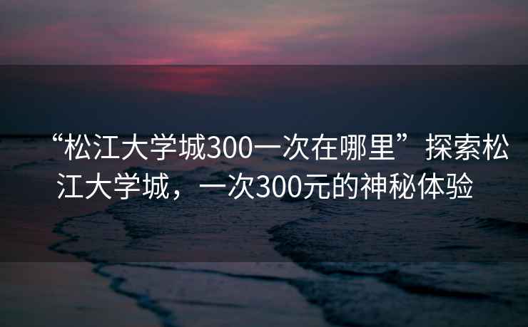 “松江大學城300一次在哪里”探索松江大學城，一次300元的神秘體驗