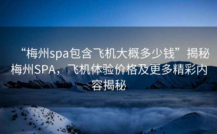 “梅州spa包含飛機大概多少錢”揭秘梅州SPA，飛機體驗價格及更多精彩內(nèi)容揭秘