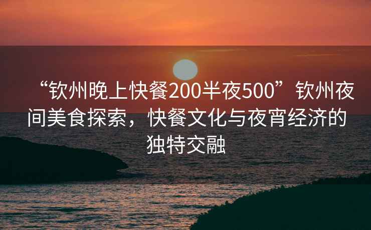 “欽州晚上快餐200半夜500”欽州夜間美食探索，快餐文化與夜宵經(jīng)濟(jì)的獨(dú)特交融