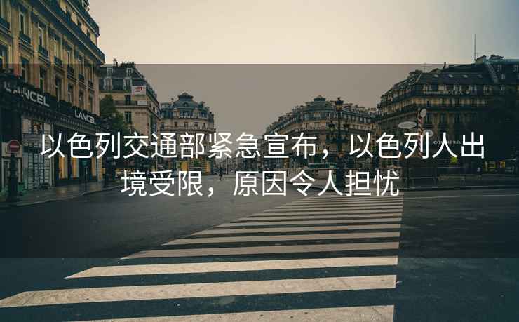 以色列交通部緊急宣布，以色列人出境受限，原因令人擔(dān)憂