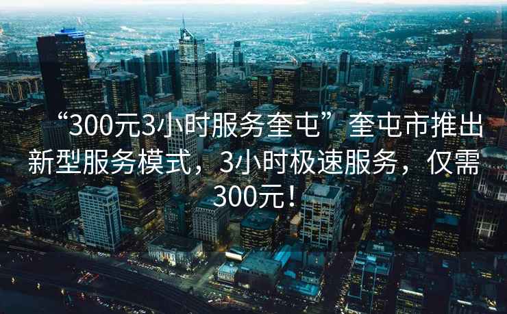 “300元3小時服務奎屯”奎屯市推出新型服務模式，3小時極速服務，僅需300元！