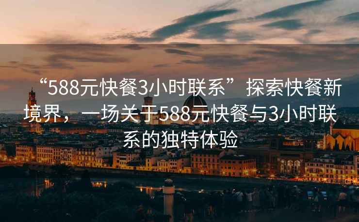 “588元快餐3小時(shí)聯(lián)系”探索快餐新境界，一場(chǎng)關(guān)于588元快餐與3小時(shí)聯(lián)系的獨(dú)特體驗(yàn)