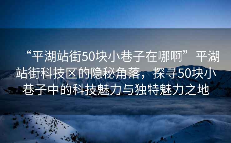 “平湖站街50塊小巷子在哪啊”平湖站街科技區(qū)的隱秘角落，探尋50塊小巷子中的科技魅力與獨(dú)特魅力之地