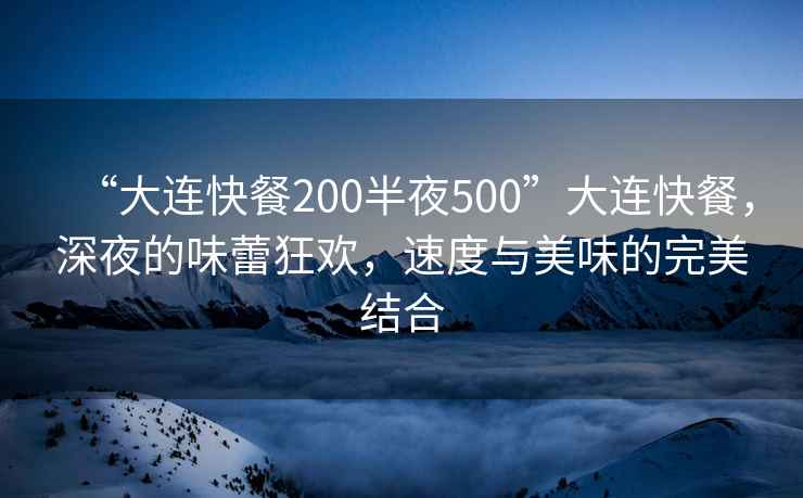 “大連快餐200半夜500”大連快餐，深夜的味蕾狂歡，速度與美味的完美結(jié)合