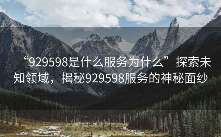 “929598是什么服務(wù)為什么”探索未知領(lǐng)域，揭秘929598服務(wù)的神秘面紗