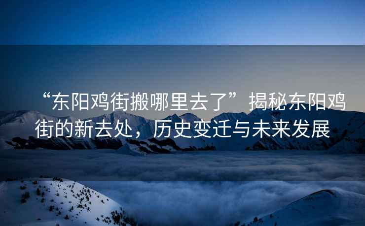 “東陽雞街搬哪里去了”揭秘東陽雞街的新去處，歷史變遷與未來發(fā)展