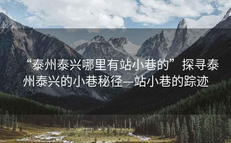 “泰州泰興哪里有站小巷的”探尋泰州泰興的小巷秘徑—站小巷的蹤跡