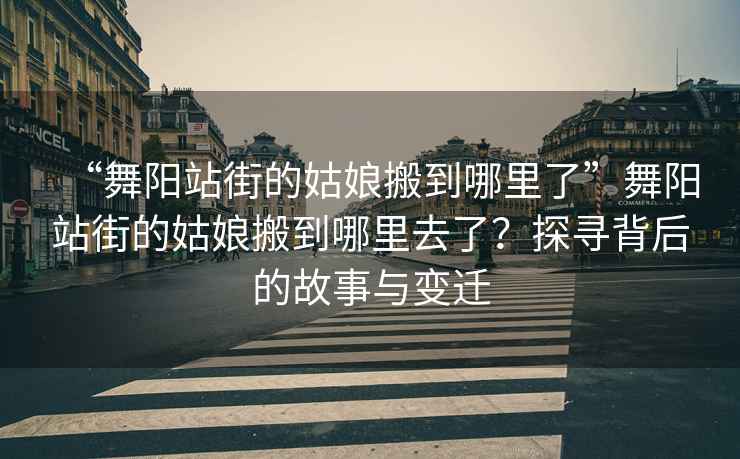 “舞陽站街的姑娘搬到哪里了”舞陽站街的姑娘搬到哪里去了？探尋背后的故事與變遷
