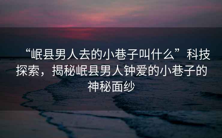 “岷縣男人去的小巷子叫什么”科技探索，揭秘岷縣男人鐘愛的小巷子的神秘面紗