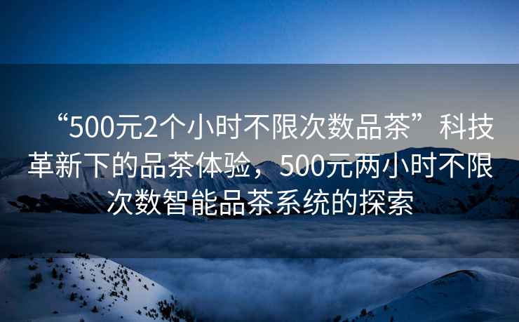 “500元2個(gè)小時(shí)不限次數(shù)品茶”科技革新下的品茶體驗(yàn)，500元兩小時(shí)不限次數(shù)智能品茶系統(tǒng)的探索