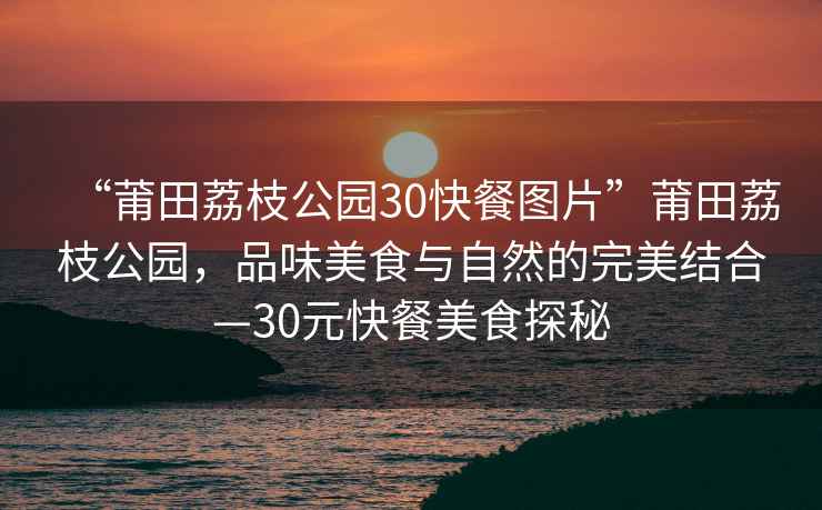 “莆田荔枝公園30快餐圖片”莆田荔枝公園，品味美食與自然的完美結(jié)合—30元快餐美食探秘