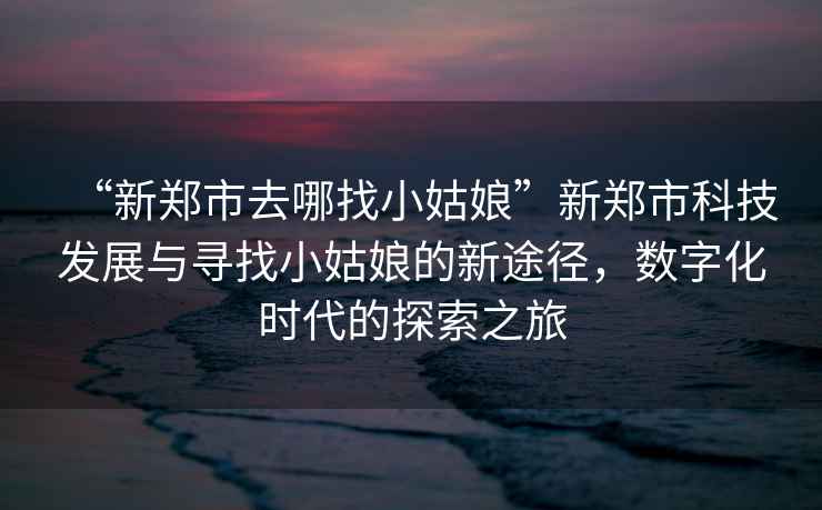 “新鄭市去哪找小姑娘”新鄭市科技發(fā)展與尋找小姑娘的新途徑，數(shù)字化時代的探索之旅