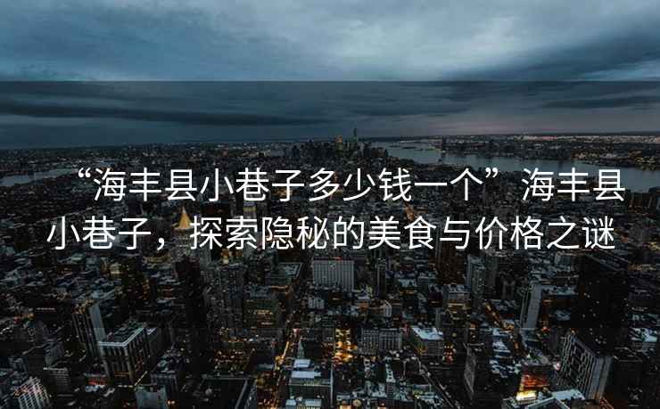 “海豐縣小巷子多少錢一個”海豐縣小巷子，探索隱秘的美食與價格之謎