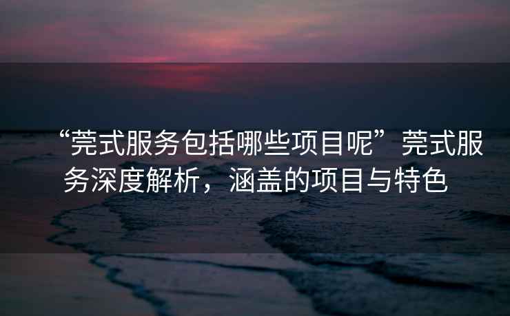 “莞式服務(wù)包括哪些項目呢”莞式服務(wù)深度解析，涵蓋的項目與特色