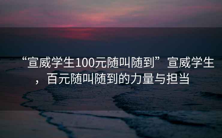 “宣威學生100元隨叫隨到”宣威學生，百元隨叫隨到的力量與擔當