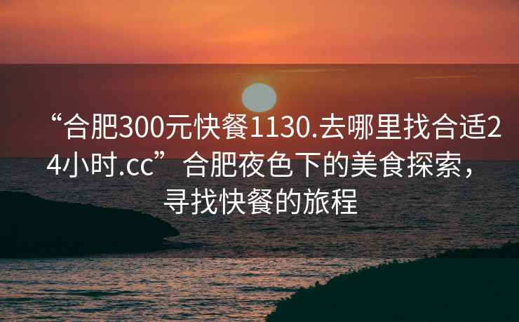 “合肥300元快餐1130.去哪里找合適24小時.cc”合肥夜色下的美食探索，尋找快餐的旅程