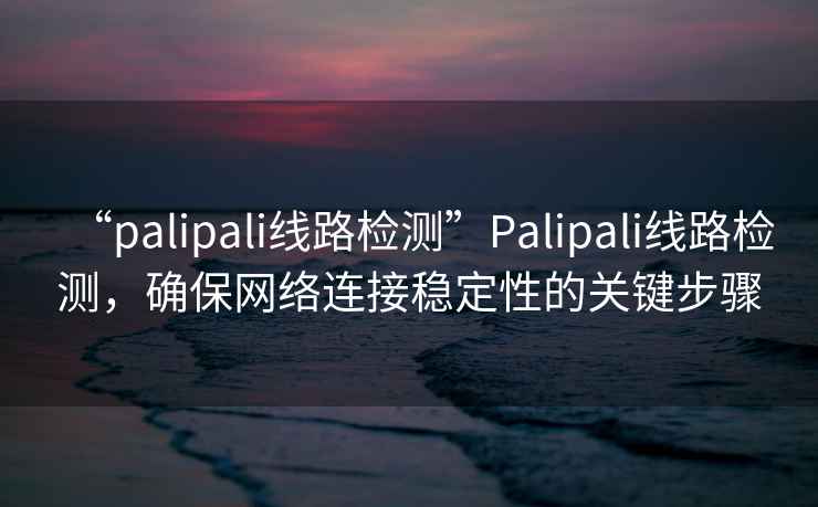 “palipali線路檢測(cè)”Palipali線路檢測(cè)，確保網(wǎng)絡(luò)連接穩(wěn)定性的關(guān)鍵步驟