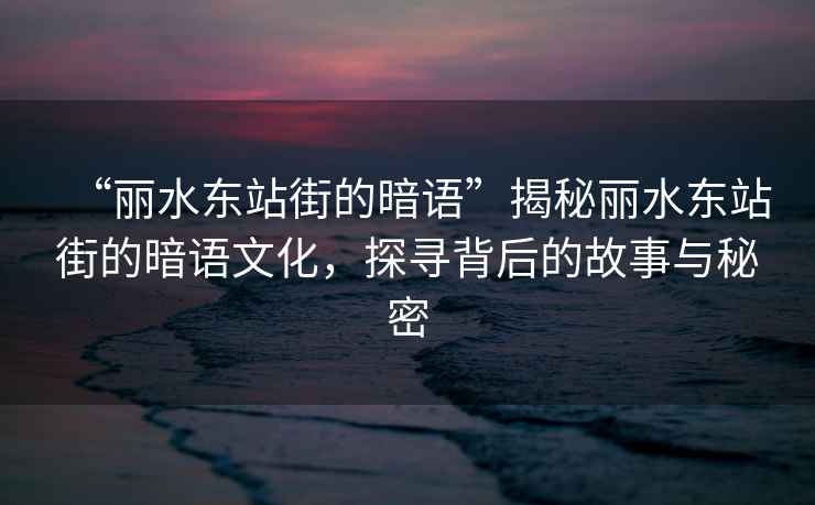 “麗水東站街的暗語(yǔ)”揭秘麗水東站街的暗語(yǔ)文化，探尋背后的故事與秘密