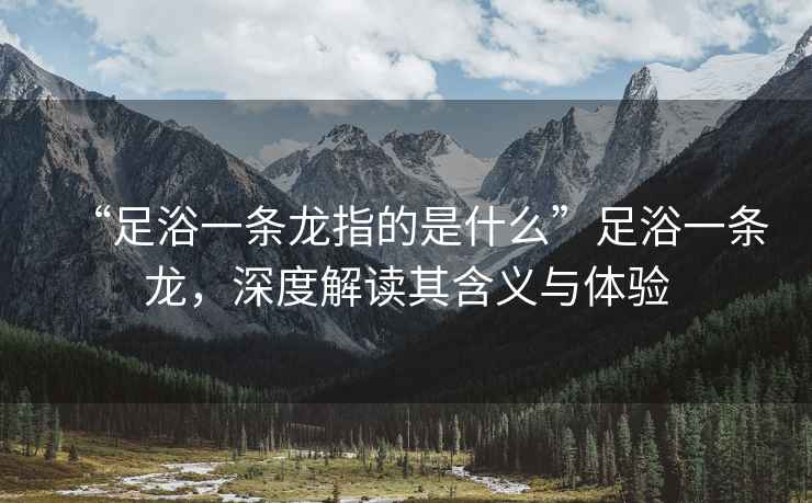 “足浴一條龍指的是什么”足浴一條龍，深度解讀其含義與體驗(yàn)