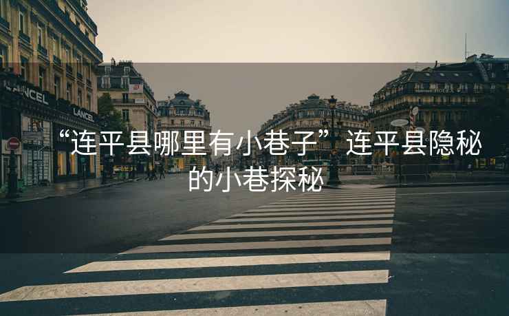 “連平縣哪里有小巷子”連平縣隱秘的小巷探秘