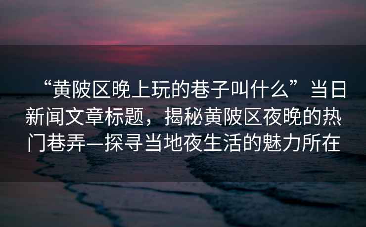 “黃陂區(qū)晚上玩的巷子叫什么”當(dāng)日新聞文章標(biāo)題,揭秘黃陂區(qū)夜晚的熱門(mén)巷弄—探尋當(dāng)?shù)匾股畹镊攘λ? alt=
