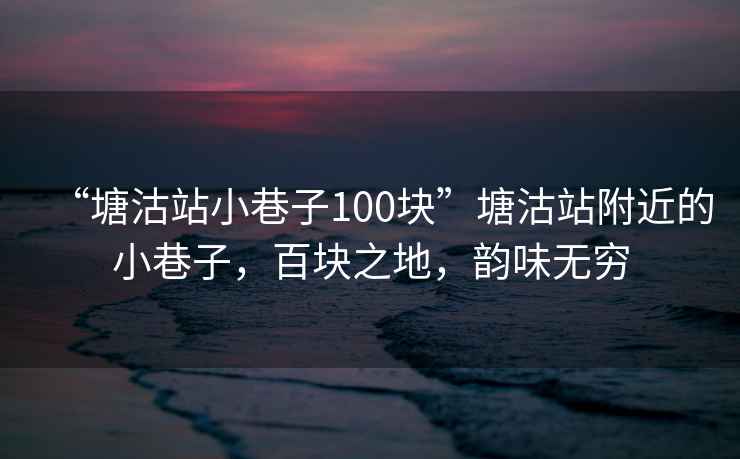 “塘沽站小巷子100塊”塘沽站附近的小巷子，百塊之地，韻味無(wú)窮