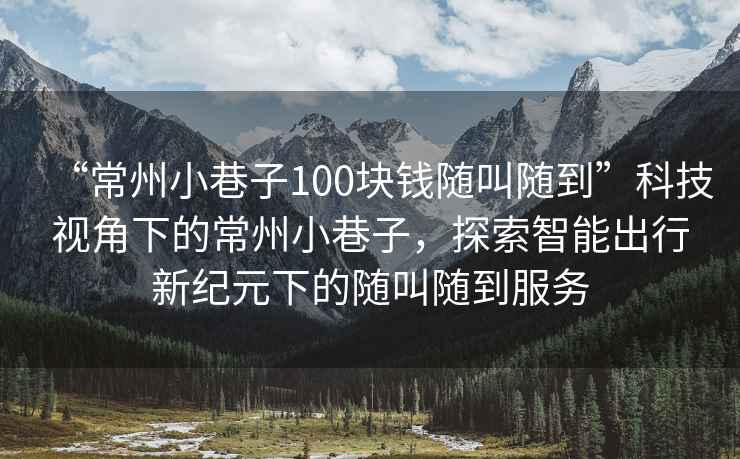 “常州小巷子100塊錢隨叫隨到”科技視角下的常州小巷子，探索智能出行新紀(jì)元下的隨叫隨到服務(wù)