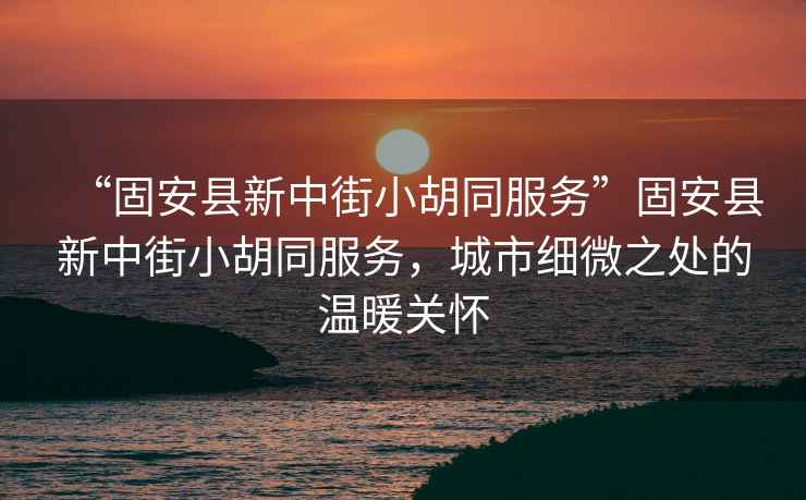 “固安縣新中街小胡同服務(wù)”固安縣新中街小胡同服務(wù)，城市細微之處的溫暖關(guān)懷