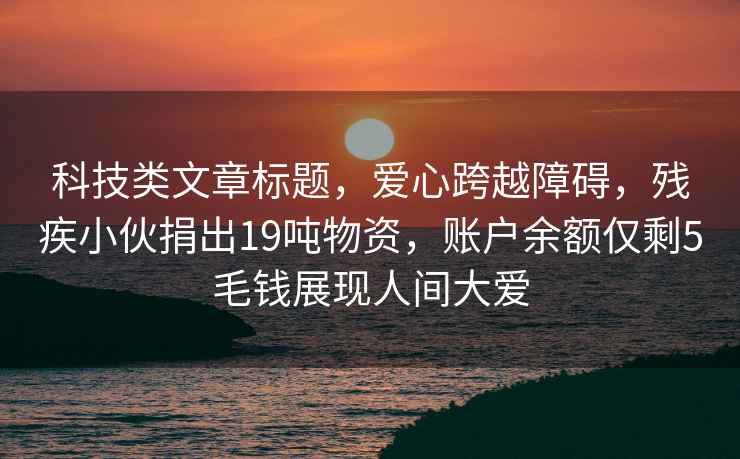 科技類文章標(biāo)題，愛心跨越障礙，殘疾小伙捐出19噸物資，賬戶余額僅剩5毛錢展現(xiàn)人間大愛