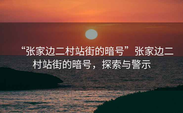 “張家邊二村站街的暗號(hào)”張家邊二村站街的暗號(hào)，探索與警示