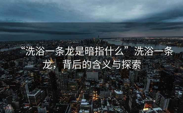“洗浴一條龍是暗指什么”洗浴一條龍，背后的含義與探索